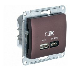 GLOSSA USB РОЗЕТКА A + тип-C 45W высокоскор.заряд. QC,PD, механизм, БАКЛАЖАНОВЫЙ