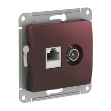 GLOSSA РОЗЕТКА двойная ТВ + компьютерная RJ45, кат. 5Е, механизм, БАКЛАЖАНОВЫЙ