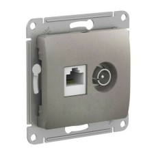 GLOSSA РОЗЕТКА двойная ТВ + компьютерная RJ45, кат. 5Е, механизм, ПЛАТИНА