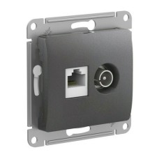 GLOSSA РОЗЕТКА двойная ТВ + компьютерная RJ45, кат. 5Е, механизм, ГРАФИТ