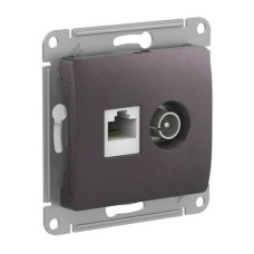 GLOSSA РОЗЕТКА двойная ТВ + компьютерная RJ45, кат.5Е, механизм, СИРЕНЕВЫЙ ТУМАН