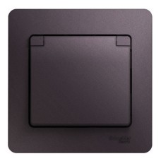 GLOSSA РОЗЕТКА с заземлением со шторками с крышкой, В СБОРЕ, IP20, СИРЕН. ТУМАН