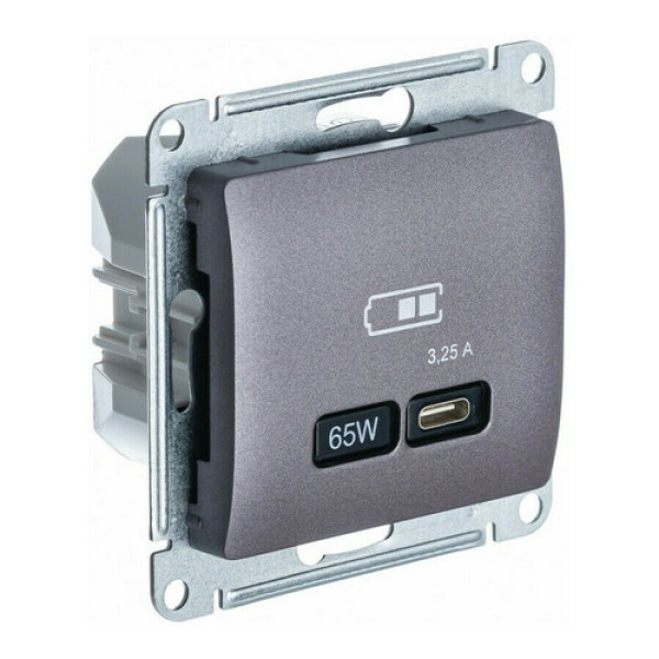 GLOSSA USB РОЗЕТКА тип-C 65W высокоскор.заряд. QC, PD, механизм, СИРЕН.ТУМАН