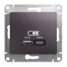 GLOSSA USB РОЗЕТКА A+С, 5В/2,4А, 2х5В/1,2 А, механизм, СИРЕНЕВЫЙ ТУМАН