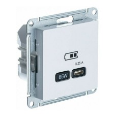 ATLASDESIGN USB РОЗЕТКА тип-C 65W высокоскор.заряд. QC, PD, механизм, БЕЛЫЙ