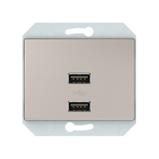 USB зарядное устройство двухместное 2xUSB 3,4 А без рамки, шампань
