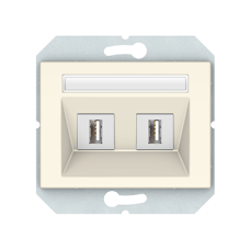 USB розетка двухместная, без рамки, слоновая кость