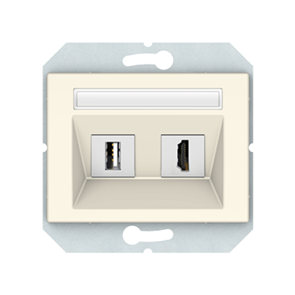 HDMI и USB розетка, без рамки, слоновая кость