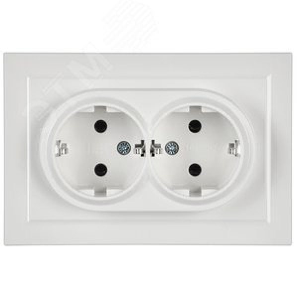 BRITE Розетка 2-местная с заземлением без защитных шторок 16А в сборе РС12-3-БрБ белый IEK