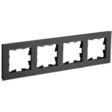 BRITE Рамка 4-местная РУ-4-2-Бр стекло черный матовый IEK