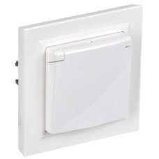 BRITE Розетка 1-местная с заземлением с защитными шторками и крышкой 16А IP44 в сборе РСбш10-3-44-БрБ белый