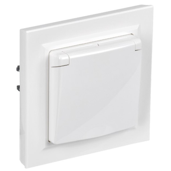 BRITE Розетка 1-местная с заземлением с защитными шторками и крышкой 16А IP44 в сборе РСбш10-3-44-БрБ белый