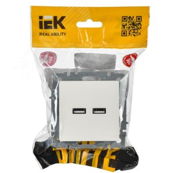 BRITE Розетка USB A+A 5В 3,1А РЮ10-1-БрБ белый IEK