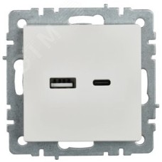 BRITE Розетка USB A+C 18Вт РЮ11-1-БрБ белый IEK