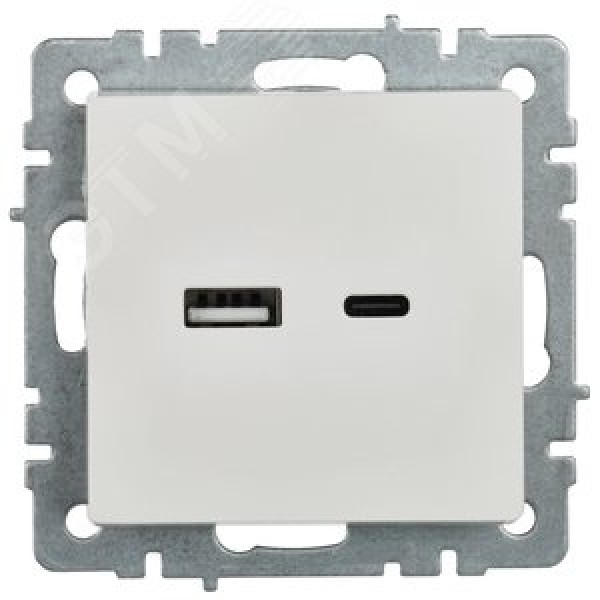 BRITE Розетка USB A+C 18Вт РЮ11-1-БрБ белый IEK