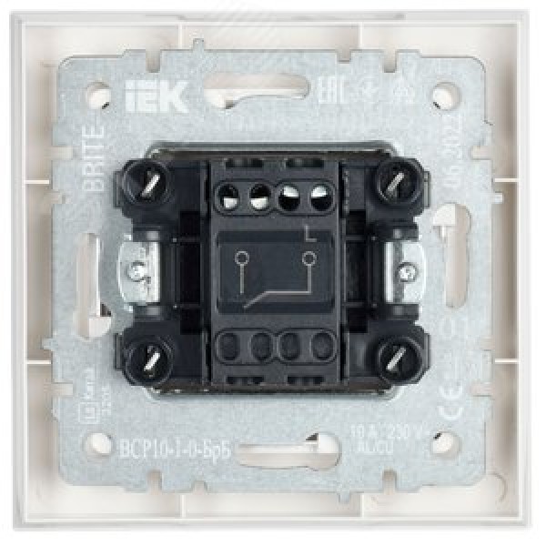 BRITE Выключатель 1-клавишный 10А в сборе ВСР10-1-0-БрБ белый IEK