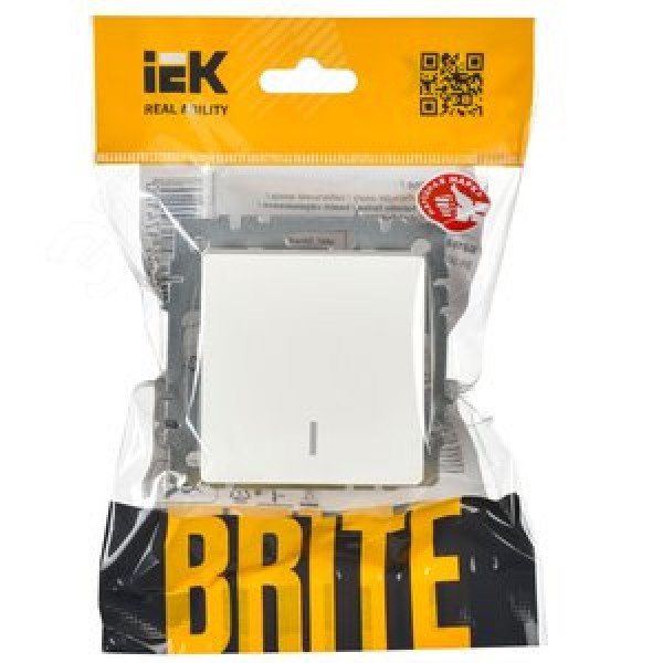 BRITE Выключатель 1-клавишный с индикацией 10А ВС10-1-1-БрБ белый IEK