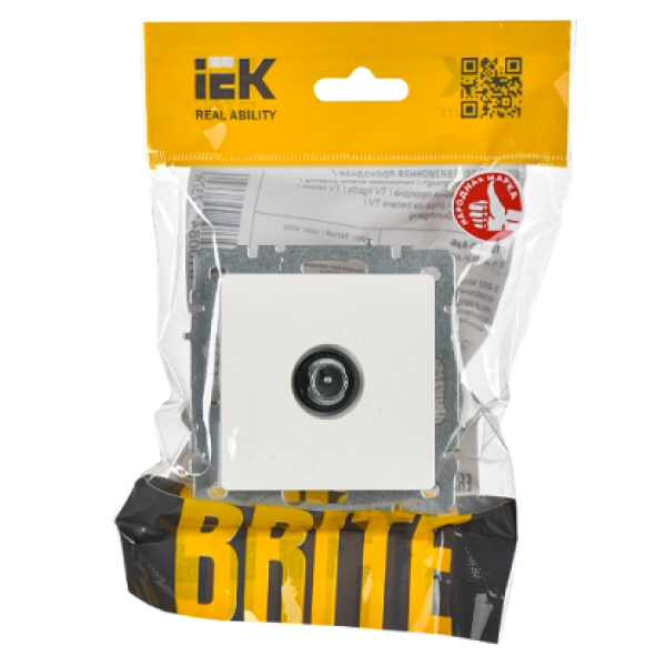 BRITE Розетка TV проходная РТВ10-0-БрБ белый IEK