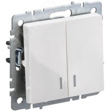 BRITE Выключатель 2-клавишный с индикацией 10А ВС10-2-1-БрБ белый IEK