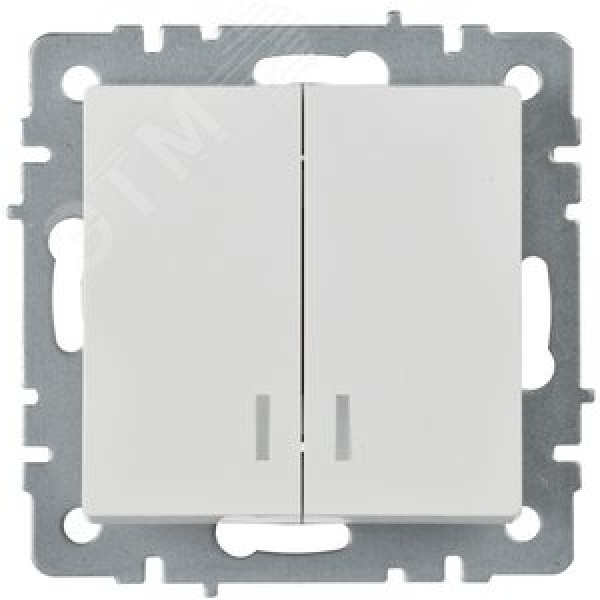 BRITE Выключатель 2-клавишный с индикацией 10А ВС10-2-1-БрБ белый IEK