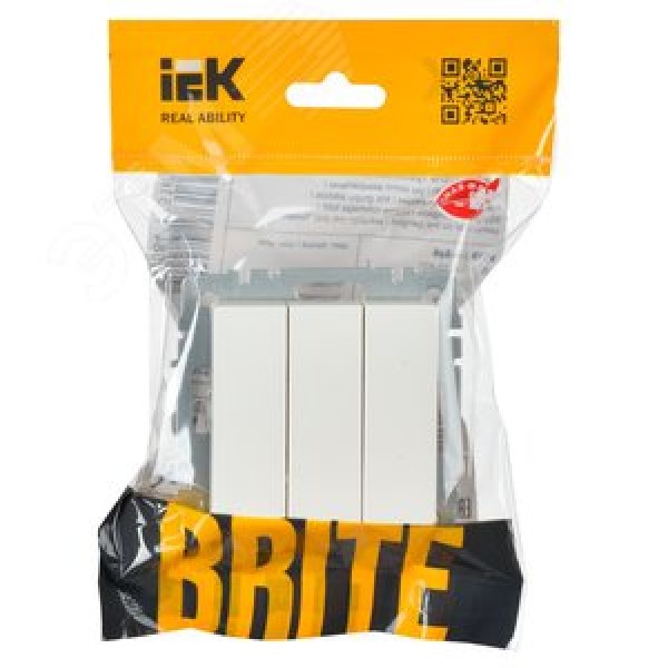 BRITE Выключатель 3-клавишный 10А ВС10-3-0-БрБ белый IEK