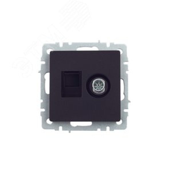 BRITE Розетка двойная TV+RJ45 кат.5E РТВ/РК12-БрЧ черный IEK