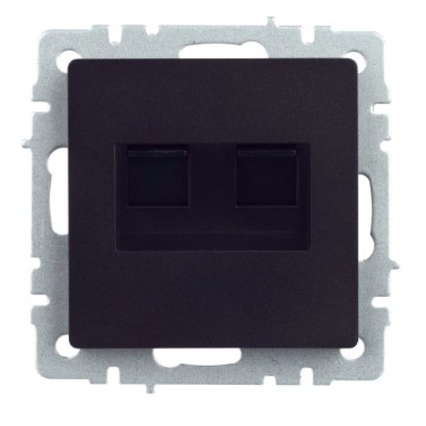 BRITE Розетка компьютерная двойная RJ45 кат.5E РК10-2-БрЧ черный IEK