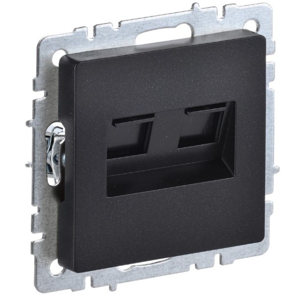 BRITE Розетка компьютерная двойная RJ45 кат.6 РК11-2-БрЧ черный IEK