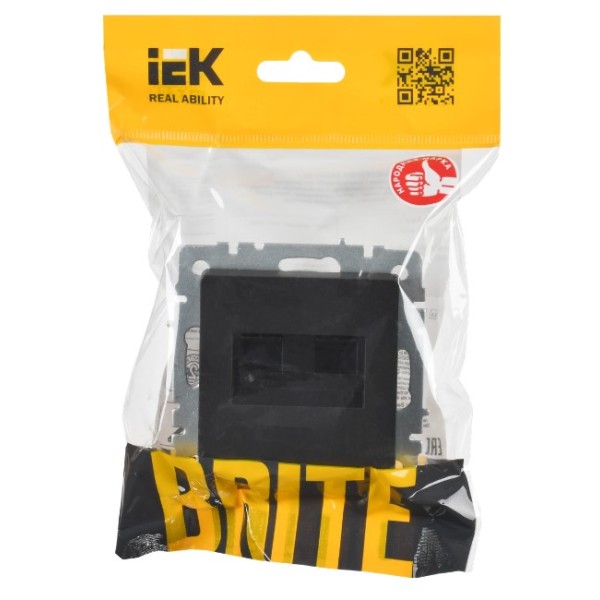 BRITE Розетка компьютерная двойная RJ45 кат.6 РК11-2-БрЧ черный IEK