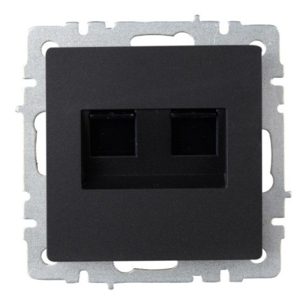 BRITE Розетка компьютерная двойная RJ45 кат.6 РК11-2-БрЧ черный IEK