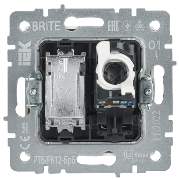 BRITE Розетка двойная TV+RJ45 кат.5E РТВ/РК12-БрБ белый IEK