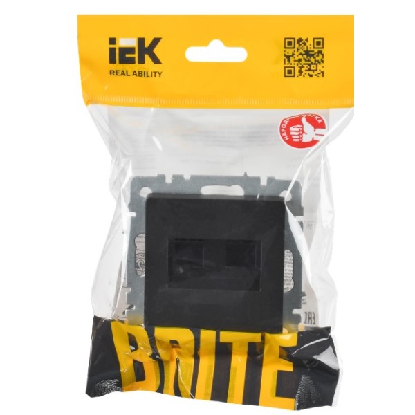 BRITE Розетка двойная RJ11+RJ45 кат.5E РК/Т12-БрЧ черный IEK