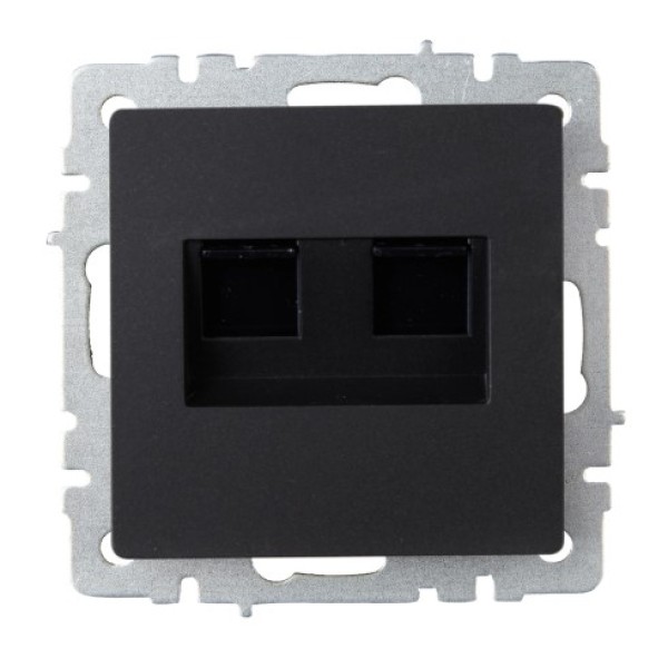 BRITE Розетка двойная RJ11+RJ45 кат.5E РК/Т12-БрЧ черный IEK
