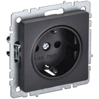 BRITE Розетка 1-местная с заземлением с защитными шторками 16А РС14-1-0-БрЧ черный IEK