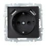BRITE Розетка 1-местная с заземлением с защитными шторками 16А с USB A+A 5В 3,1А РЮш10-2-БрЧ черный IEK