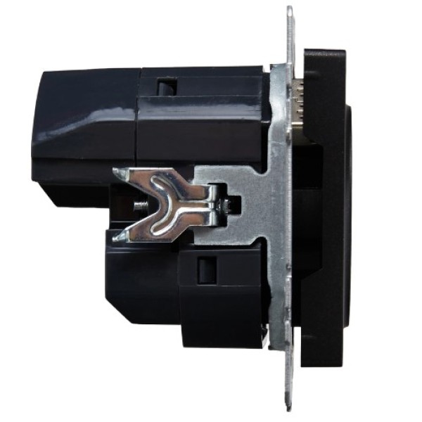 BRITE Розетка 1-местная с заземлением с защитными шторками 16А с USB A+A 5В 3,1А РЮш10-2-БрЧ черный IEK