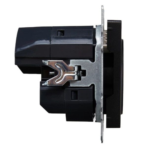 BRITE Розетка 1-местная с заземлением с защитными шторками 16А с USB A+C 18Вт РЮш11-1-БрЧ черный IEK