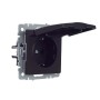 BRITE Розетка 1-местная с заземлением с защитными шторками и крышкой 16А IP44 РСбш10-3-44-БрЧ черный IEK