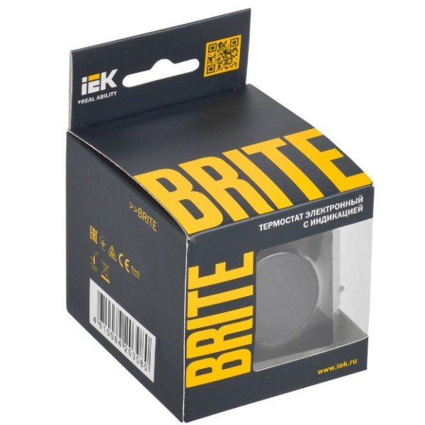 BRITE Термостат электронный с индикацией ТС10-1-БрЧ черный IEK