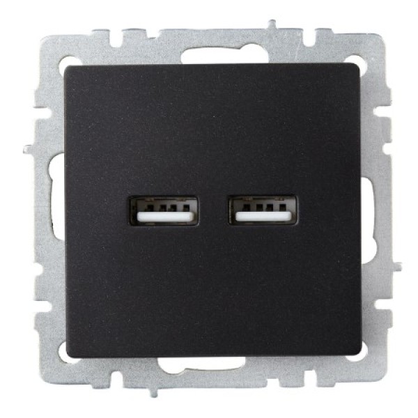 BRITE Розетка USB A+A 5В 3,1А РЮ10-1-БрЧ черный IEK