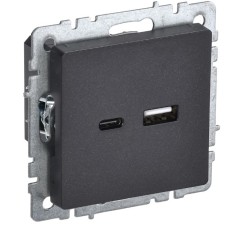 BRITE Розетка USB A+C 18Вт РЮ11-1-БрЧ черный IEK