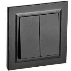 BRITE Выключатель 2-клавишный 10А в сборе ВСР10-2-0-БрЧ черный IEK