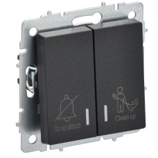 BRITE Выключатель 2-клавишный с индикацией для отелей 10А ВС10-2-9-БрЧ черный IEK