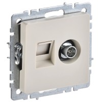 BRITE Розетка двойная TV+RJ45 кат.5E РТВ/РК12-БрКр бежевый IEK
