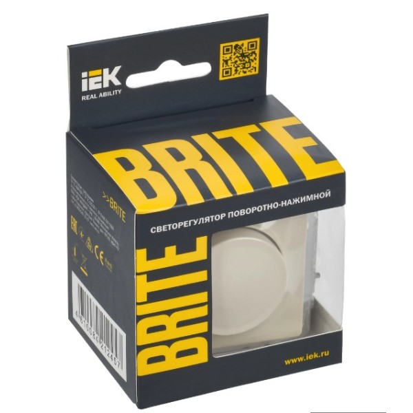 BRITE Светорегулятор поворотный-нажимной 600Вт СС10-1-0-БрКр бежевый IEK