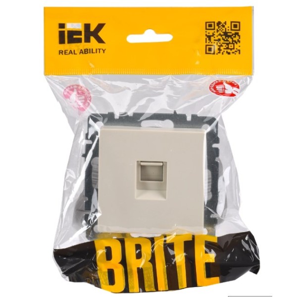 BRITE Розетка компьютерная RJ45 кат.5E РК10-БрКр бежевый IEK