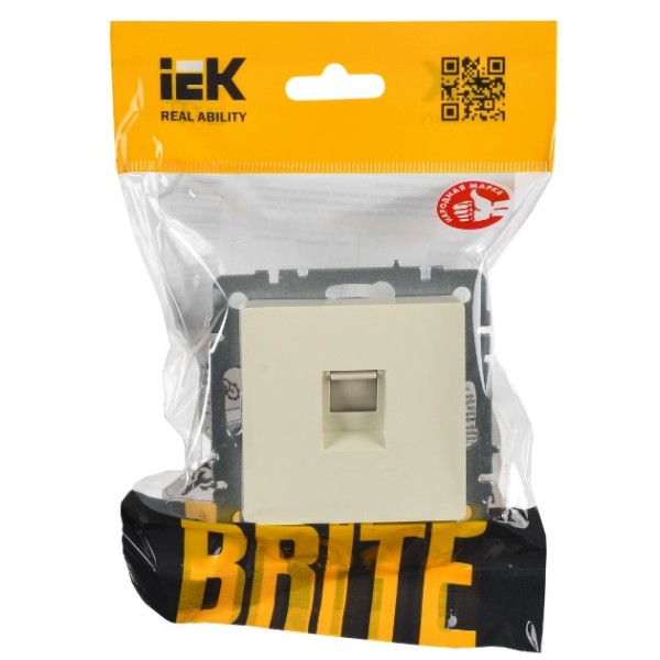 BRITE Розетка компьютерная RJ45 кат.6 РК11-БрКр бежевый IEK
