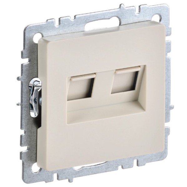 BRITE Розетка компьютерная двойная RJ45 кат.5E РК10-2-БрКр бежевый IEK