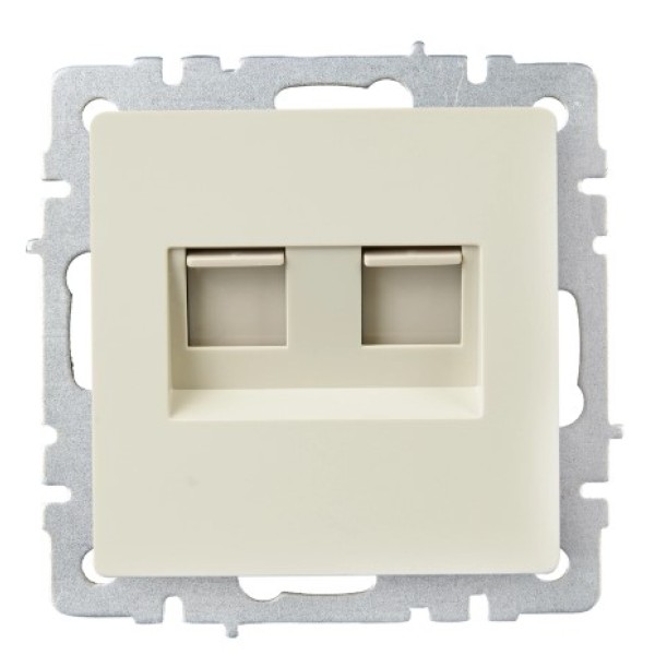 BRITE Розетка компьютерная двойная RJ45 кат.5E РК10-2-БрКр бежевый IEK