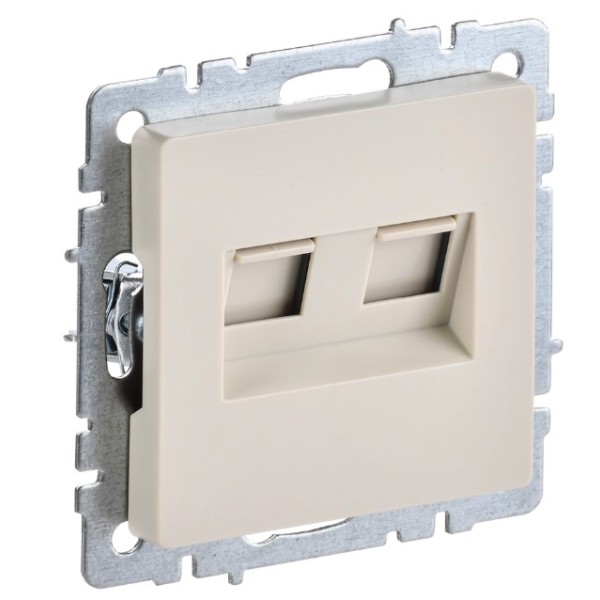 BRITE Розетка компьютерная двойная RJ45 кат.6 РК11-2-БрКр бежевый IEK